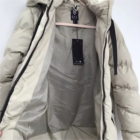 Anthro Black & Cream Hooded Puffer Jacket by Saint & Sinner - Picture 14 of 16